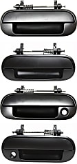 Front and Rear, Driver and Passenger Side Exterior Door Handles, Primed, Front Driver and Passenger Side - With Key Hole; Rear Driver and Passenger Side - Without Key Hole