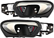 Front, Driver and Passenger Side Black bezel with silver lever Interior Door Handle, Coupe