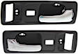 Front, Driver and Passenger Side Interior Door Handles, Chrome Lever with Black Bezel, Without Door Lock Hole, Coupe, USA Built Vehicle, With Power Door Locks