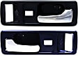 Front, Driver and Passenger Side Interior Door Handles, Dark blue bezel with chrome lever, With Door Lock Hole, Coupe, USA Built Vehicle, With Power Door Locks
