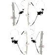Front and Rear, Driver and Passenger Side Power Window Regulator, With Motor