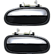 Rear, Driver and Passenger Side Chrome Lever with Smooth Black Bezel Exterior Door Handle, Without Key Hole, Sedan
