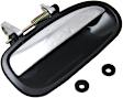 Rear, Driver and Passenger Side Chrome Lever with Smooth Black Bezel Exterior Door Handle, Without Key Hole, Sedan