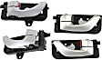 Front and Rear, Driver and Passenger Side Interior Door Handles, Silver, with Door Lock Button, Sedan