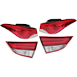 Driver and Passenger Side, Inner and Outer Tail Lights, with Bulbs, Halogen/LED Combo, Korea Built Vehicle