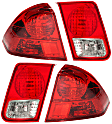 Driver and Passenger Side, Inner and Outer Tail Lights, Inner - with Bulbs, Outer - without Bulb, Halogen