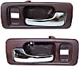 Front, Driver and Passenger Side Red bezel with chrome lever Interior Door Handle, Sedan