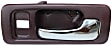 Front, Driver and Passenger Side Red bezel with chrome lever Interior Door Handle, Sedan