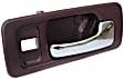 Front, Driver and Passenger Side Red bezel with chrome lever Interior Door Handle, Sedan