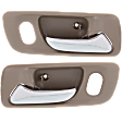 Front, Driver and Passenger Side Interior Door Handles, Beige bezel with chrome lever, With Door Lock Hole