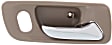 Front, Driver and Passenger Side Interior Door Handles, Beige bezel with chrome lever, With Door Lock Hole
