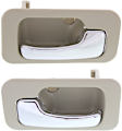 Rear, Driver and Passenger Side Beige bezel with chrome lever Interior Door Handle, Sedan