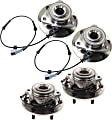 Front and Rear, Driver and Passenger Side Wheel Hub, 6 Lugs, With Bearing, With Sensor, 5.6L, 8Cyl