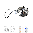 Front and Rear, Driver and Passenger Side Wheel Hub, 6 Lugs, With Bearing, With Sensor, 5.6L, 8Cyl