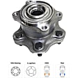 2-Wheel Set Rear, Driver and Passenger Side Wheel Hubs, 5 Lugs, With Bearing, AWD