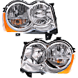 2009 Jeep Grand Cherokee - Driver and Passenger Side Halogen Headlight, With bulb(s), OE Replacement