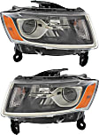 2014-2016 Jeep Grand Cherokee - Driver and Passenger Side Halogen Headlight, With bulb(s), OE Replacement