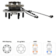 Front and Rear, Driver or Passenger Side Wheel Hub, 6 Lugs, With Bearing, With Sensor, RWD