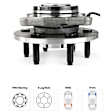 Front and Rear, Driver or Passenger Side Wheel Hub, 6 Lugs, With Bearing, With Sensor, RWD