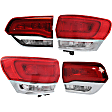 Driver and Passenger Side, Inner and Outer Tail Lights, with Bulbs, Halogen, Mounts on Liftgate, CAPA Certified