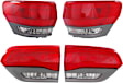 Driver and Passenger Side, Inner and Outer Tail Lights, with Bulb, Halogen, with Gray Trim, Mounts On Liftgate