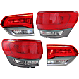 Driver and Passenger Side, Inner and Outer Tail Lights, with Bulb, Halogen, with Gray Trim, Mounts On Liftgate, CAPA CERTIFIED