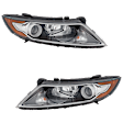 Driver and Passenger Side Headlights, with Bulbs, Halogen, Sedan, CAPA CERTIFIED