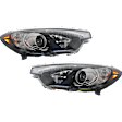 Driver and Passenger Side Headlights, with Bulbs, Halogen, Production Date Up To October 17 2014, with LED position (parking) light
