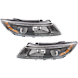 Driver and Passenger Side Headlights, with Bulbs, Halogen, Sedan, USA Built Vehicle, with LED position (parking) light