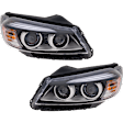 Driver and Passenger Side Headlights, with Bulbs, Halogen, without LED accent light