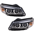 Driver and Passenger Side Headlights, with Bulbs, Halogen, without LED accent light, CAPA Certified