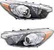 Driver and Passenger Side Headlights, with Bulbs, Halogen, with LED position (parking) light