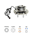 Front, Driver and Passenger Side Wheel Hub, 6 Lugs, With Bearing, With Sensor, 4WD