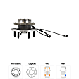 Front and Rear, Driver and Passenger Side Wheel Hub, 6 Lugs, With Bearing, With Sensor, 4WD