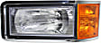 Driver and Passenger Side Headlights, with Bulbs, Halogen, For Models with Combination Type Headlights, Set Back Axle, with amber turn signal light