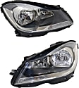 2012-2015 Mercedes Benz C250 - Driver and Passenger Side Headlights, with Bulbs, Halogen, Coupe, without corner light, CAPA Certified