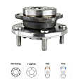 Front, Driver and Passenger Side Wheel Hub, 5 Lugs, With Bearing