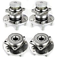 Front and Rear, Driver and Passenger Side Wheel Hub, 5 Lugs, With Bearing, FWD