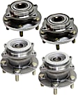 Front and Rear, Driver and Passenger Side Wheel Hub, 5 Lugs, With Bearing, FWD, 3.8L, 6Cyl