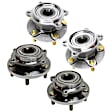 Front and Rear, Driver and Passenger Side Wheel Hub, 5 Lugs, With Bearing, AWD, 3.8L, 6Cyl