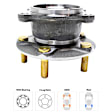 Front and Rear, Driver and Passenger Side Wheel Hub, 5 Lugs, With Bearing, AWD, 3.8L, 6Cyl