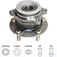 2-Wheel Set Rear, Driver and Passenger Side Wheel Hubs, With Bearing, 43-teeth tone ring; 3.27 in. ABS Tone Ring Diameter, FWD