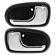 Front or Rear, Driver and Passenger Side Interior Door Handles, Chrome Lever with Black Bezel, Without Door Lock Hole