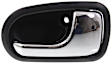 Front or Rear, Driver and Passenger Side Interior Door Handles, Chrome Lever with Black Bezel, Without Door Lock Hole