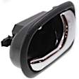 Front or Rear, Driver and Passenger Side Interior Door Handles, Chrome Lever with Black Bezel, Without Door Lock Hole