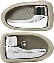 Front and Rear, Driver and Passenger Side Interior Door Handles, Beige bezel with chrome lever, With door lock button