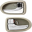 Front or Rear, Driver and Passenger Side Interior Door Handles, Beige bezel with chrome lever, With door lock button