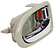 Front or Rear, Driver and Passenger Side Interior Door Handles, Beige bezel with chrome lever, With door lock button