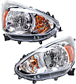 Driver and Passenger Side Headlights, with Bulbs, Halogen, with amber turn signal light, CAPA Certified