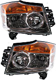 2008-2015 Nissan Armada - Driver and Passenger Side Halogen Headlight, With bulb(s), OE Replacement